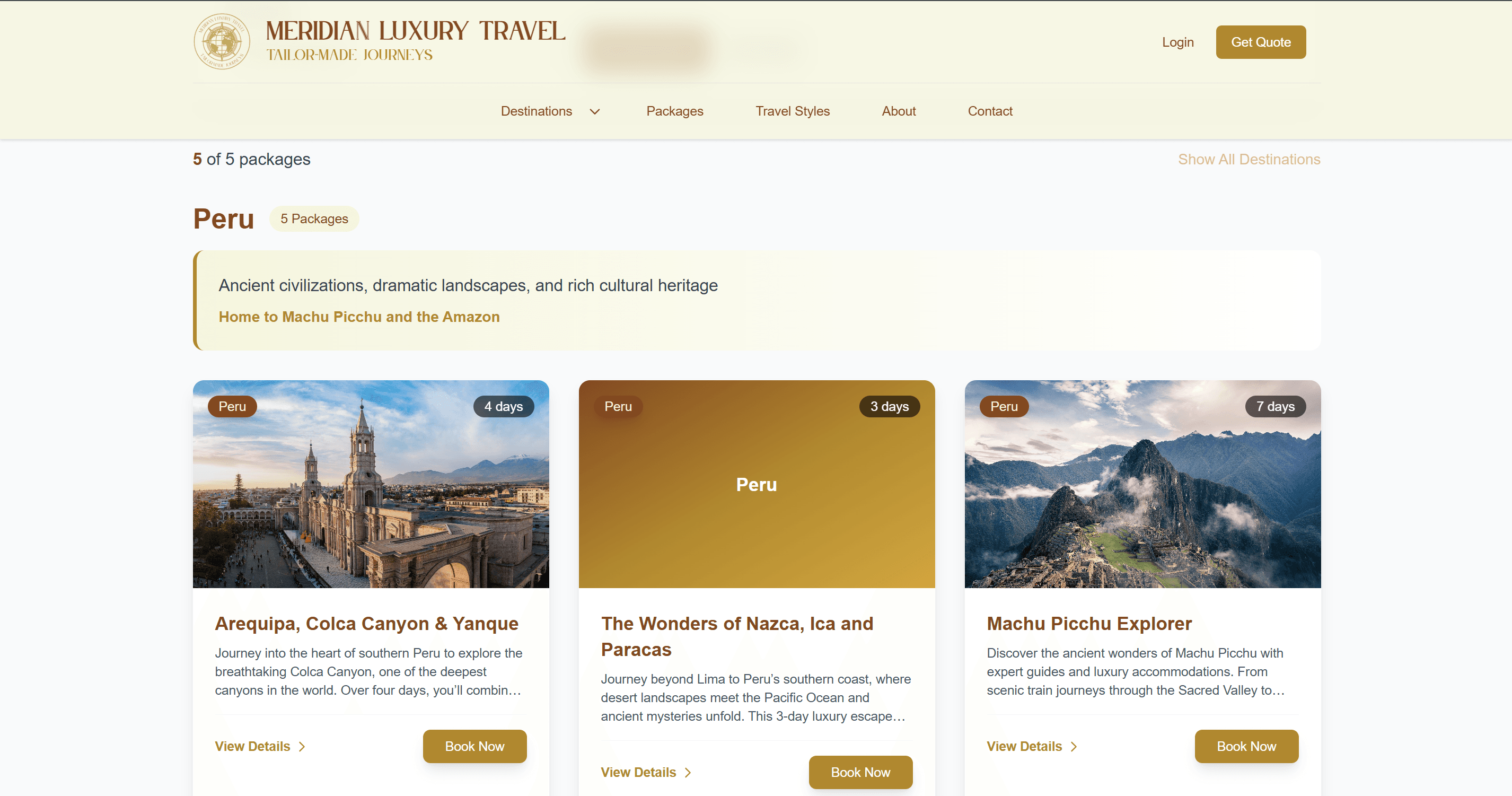 Meridian Travel Quote System